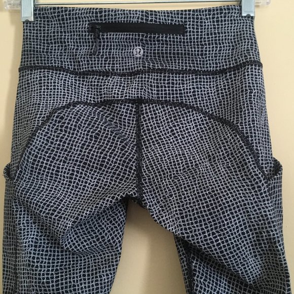 Lululemon Speed Tight V Fall Net Crop Leggings 2 Athletic Running Gym Workout - Picture 11 of 13